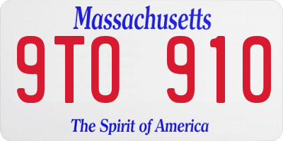 MA license plate 9TO910