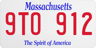 MA license plate 9TO912