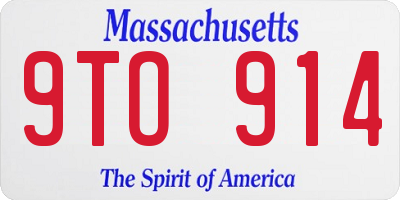 MA license plate 9TO914