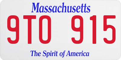 MA license plate 9TO915