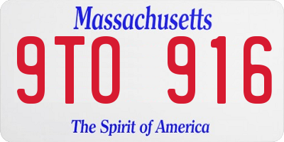 MA license plate 9TO916