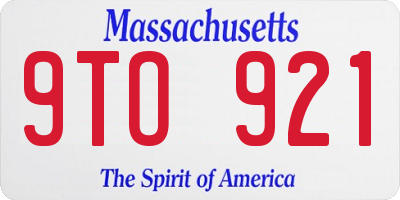 MA license plate 9TO921