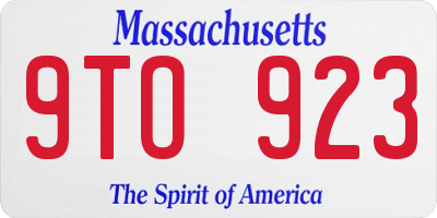 MA license plate 9TO923