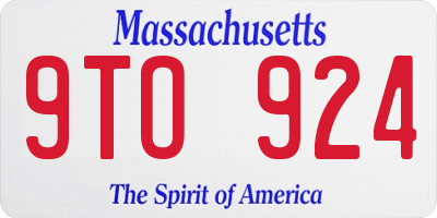 MA license plate 9TO924