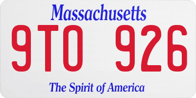 MA license plate 9TO926