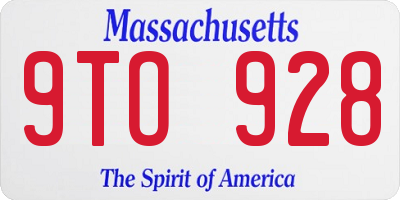MA license plate 9TO928