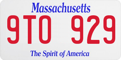 MA license plate 9TO929