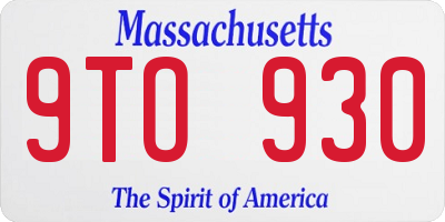 MA license plate 9TO930
