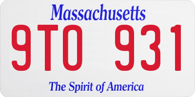 MA license plate 9TO931