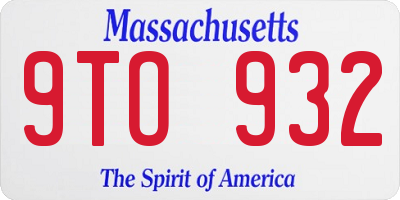 MA license plate 9TO932