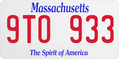 MA license plate 9TO933