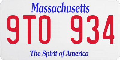 MA license plate 9TO934