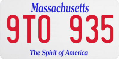 MA license plate 9TO935