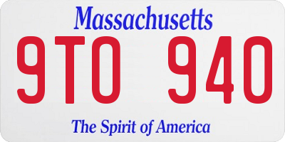 MA license plate 9TO940