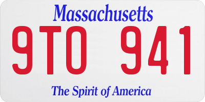 MA license plate 9TO941