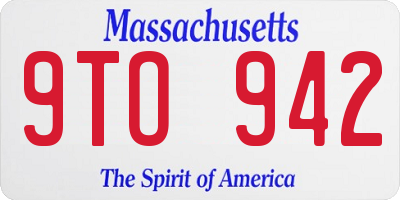 MA license plate 9TO942