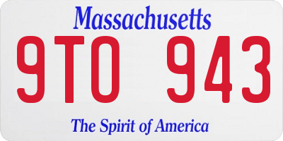 MA license plate 9TO943