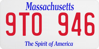 MA license plate 9TO946