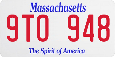 MA license plate 9TO948