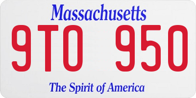 MA license plate 9TO950