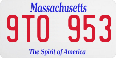 MA license plate 9TO953
