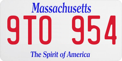 MA license plate 9TO954