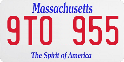 MA license plate 9TO955