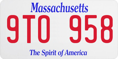 MA license plate 9TO958