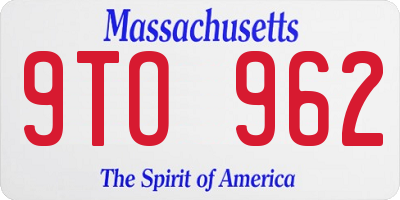 MA license plate 9TO962