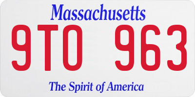 MA license plate 9TO963