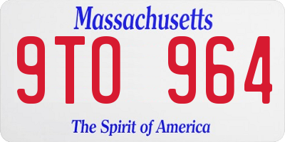 MA license plate 9TO964