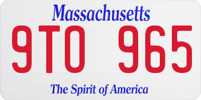 MA license plate 9TO965
