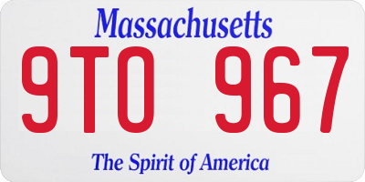 MA license plate 9TO967