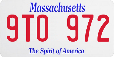 MA license plate 9TO972