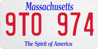 MA license plate 9TO974