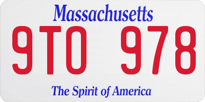 MA license plate 9TO978