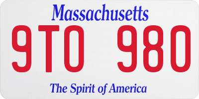 MA license plate 9TO980