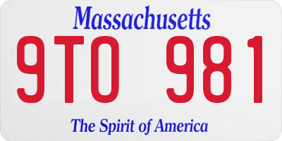 MA license plate 9TO981
