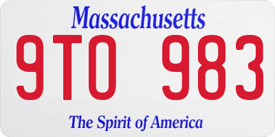 MA license plate 9TO983