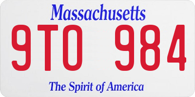 MA license plate 9TO984