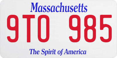 MA license plate 9TO985
