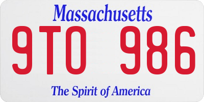 MA license plate 9TO986