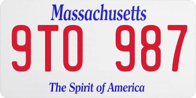 MA license plate 9TO987