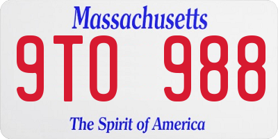 MA license plate 9TO988
