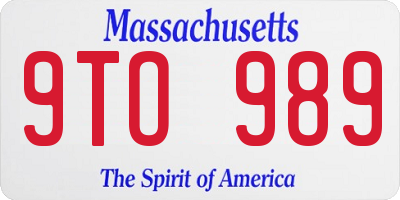 MA license plate 9TO989