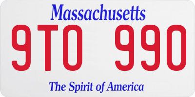 MA license plate 9TO990