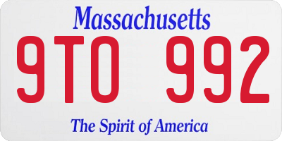 MA license plate 9TO992