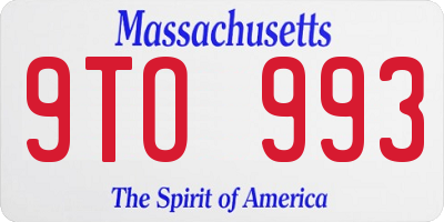 MA license plate 9TO993