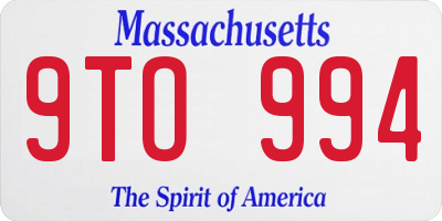 MA license plate 9TO994