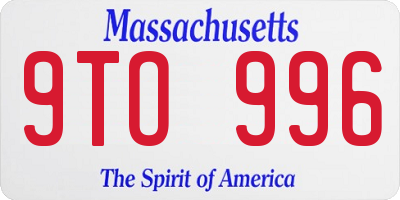 MA license plate 9TO996